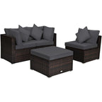 4 Pieces Patio Rattan Furniture Set with Removable Cushions and Pillows - Corner Sofa: 29 x 29 x 25