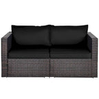 Costway 2PCS Patio Rattan Corner Sofa Sectional Furniture Set Black - See Details