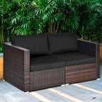 Costway 2PCS Patio Rattan Corner Sofa Sectional Furniture Set Black - See Details