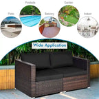 Costway 2PCS Patio Rattan Corner Sofa Sectional Furniture Set Black - See Details
