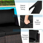Costway 2PCS Patio Rattan Corner Sofa Sectional Furniture Set Black - See Details