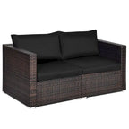 Costway 2PCS Patio Rattan Corner Sofa Sectional Furniture Set Black - See Details