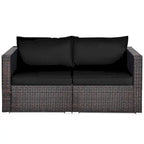 Costway 2PCS Patio Rattan Corner Sofa Sectional Furniture Set Black - See Details