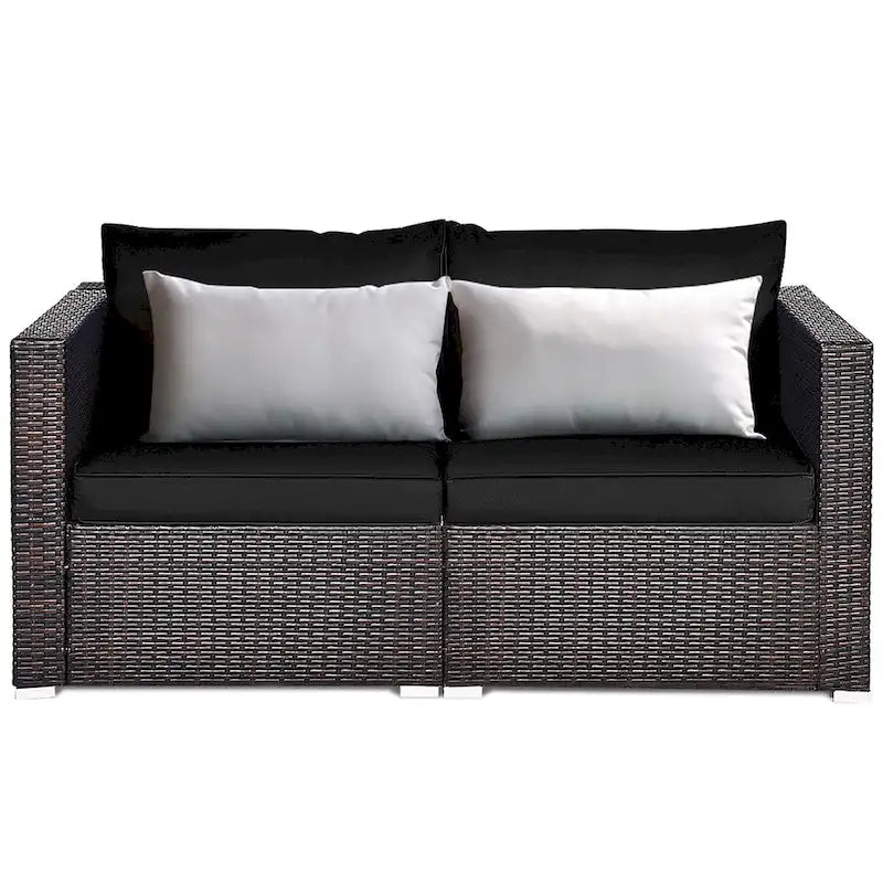 Costway 2PCS Patio Rattan Corner Sofa Sectional Furniture Set Black - See Details