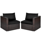 Costway 2PCS Patio Rattan Corner Sofa Sectional Furniture Set Black - See Details