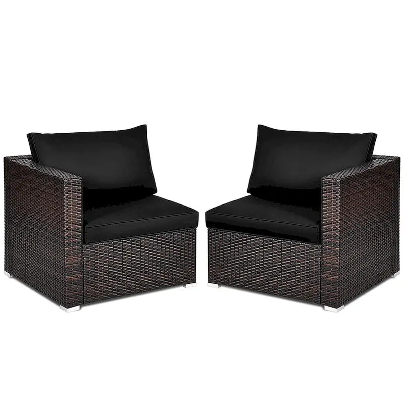 Costway 2PCS Patio Rattan Corner Sofa Sectional Furniture Set Black - See Details