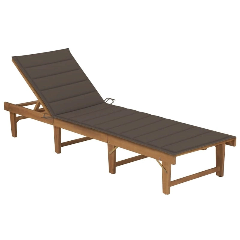 vidaXL Patio Lounge Chair with Cushion Folding Sunlounger Solid Acacia Wood - 78.7 x 24 x 11.8/33.9
