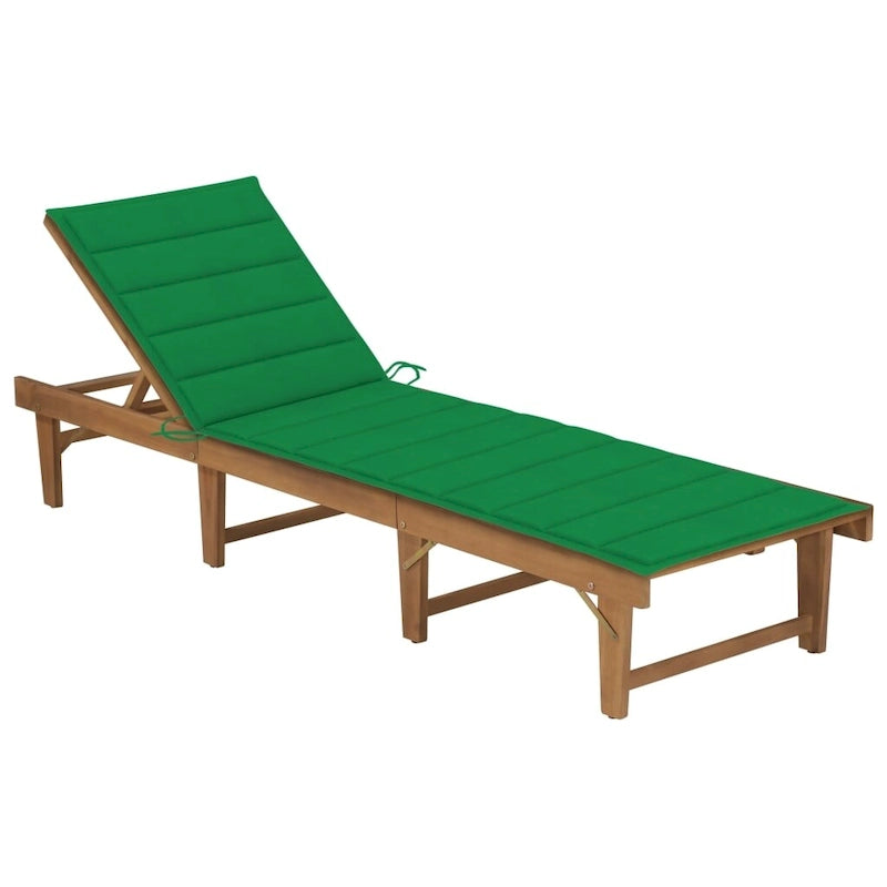 vidaXL Patio Lounge Chair with Cushion Folding Sunlounger Solid Acacia Wood - 78.7 x 24 x 11.8/33.9