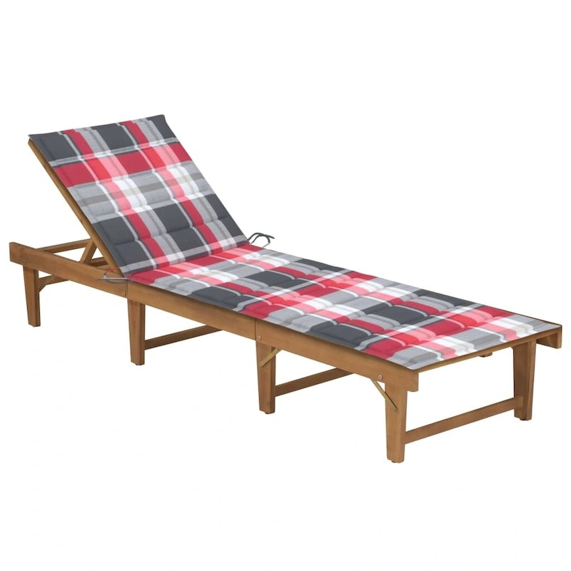 vidaXL Patio Lounge Chair with Cushion Folding Sunlounger Solid Acacia Wood - 78.7 x 24 x 11.8/33.9