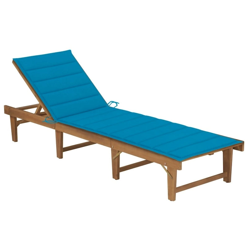 vidaXL Patio Lounge Chair with Cushion Folding Sunlounger Solid Acacia Wood - 78.7 x 24 x 11.8/33.9