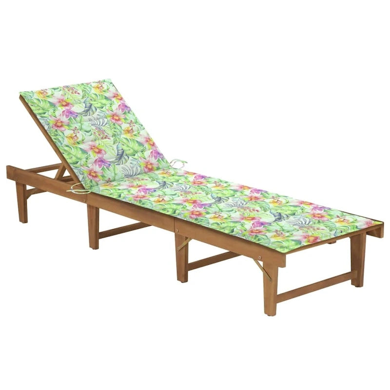 vidaXL Patio Lounge Chair with Cushion Folding Sunlounger Solid Acacia Wood - 78.7 x 24 x 11.8/33.9