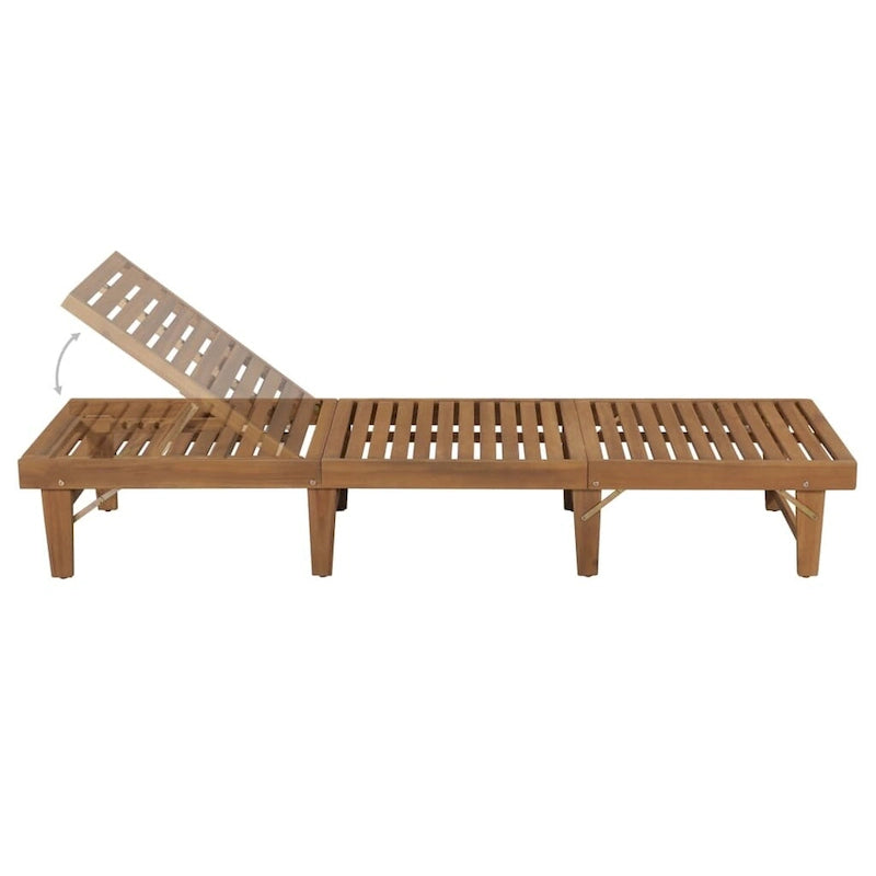 vidaXL Patio Lounge Chair with Cushion Folding Sunlounger Solid Acacia Wood - 78.7 x 24 x 11.8/33.9