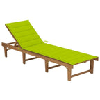 vidaXL Patio Lounge Chair with Cushion Folding Sunlounger Solid Acacia Wood - 78.7 x 24 x 11.8/33.9