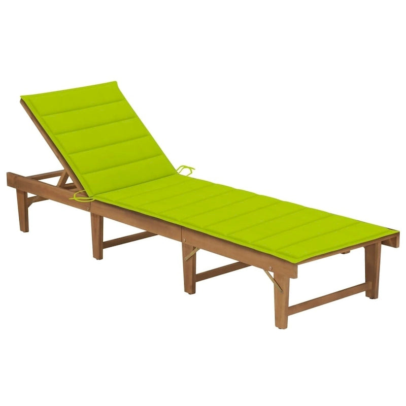 vidaXL Patio Lounge Chair with Cushion Folding Sunlounger Solid Acacia Wood - 78.7 x 24 x 11.8/33.9
