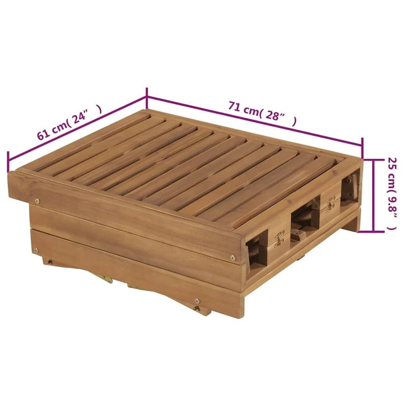 vidaXL Patio Lounge Chair with Cushion Folding Sunlounger Solid Acacia Wood - 78.7 x 24 x 11.8/33.9
