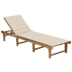 vidaXL Patio Lounge Chair with Cushion Folding Sunlounger Solid Acacia Wood - 78.7 x 24 x 11.8/33.9