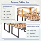 Costway 5pcs Patio Acacia Wood Cushioned Chair Ottoman Table Furniture - See Details