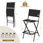 Set of 4 Folding Bar Stools with Footrest for Outdoor Comfort - 18 x 22.5 x 40
