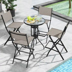 Set of 4 Folding Bar Stools with Footrest for Outdoor Comfort - 18 x 22.5 x 40