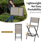 Set of 4 Folding Bar Stools with Footrest for Outdoor Comfort - 18 x 22.5 x 40
