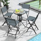 Set of 4 Folding Bar Stools with Footrest for Outdoor Comfort - 18 x 22.5 x 40