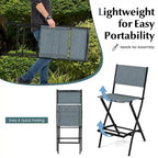 Set of 4 Folding Bar Stools with Footrest for Outdoor Comfort - 18 x 22.5 x 40