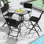 Set of 4 Folding Bar Stools with Footrest for Outdoor Comfort - 18 x 22.5 x 40