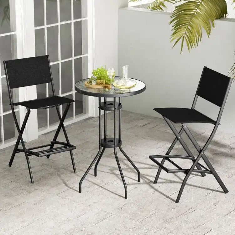 Set of 4 Folding Bar Stools with Footrest for Outdoor Comfort - 18 x 22.5 x 40