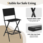 Set of 4 Folding Bar Stools with Footrest for Outdoor Comfort - 18 x 22.5 x 40
