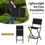 Set of 4 Folding Bar Stools with Footrest for Outdoor Comfort - 18 x 22.5 x 40
