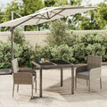 vidaXL 3 Piece Patio Dining Set with Cushions Black Poly Rattan - 18.9 x 21.7 x 34.6