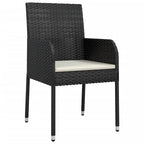 vidaXL 3 Piece Patio Dining Set with Cushions Black Poly Rattan - 18.9 x 21.7 x 34.6