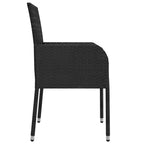 vidaXL 3 Piece Patio Dining Set with Cushions Black Poly Rattan - 18.9 x 21.7 x 34.6