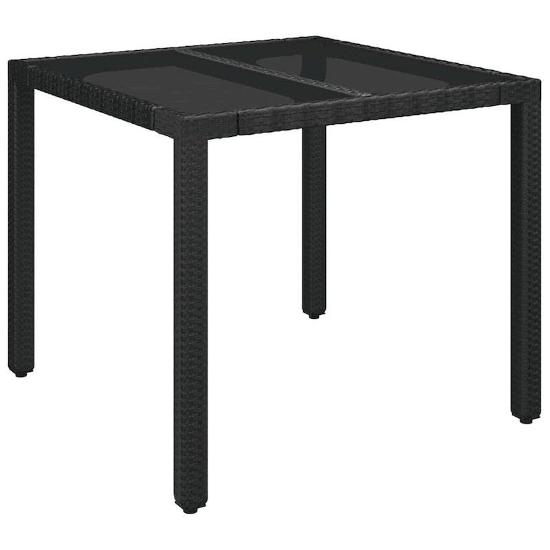 vidaXL 3 Piece Patio Dining Set with Cushions Black Poly Rattan - 18.9 x 21.7 x 34.6