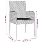 vidaXL 3 Piece Patio Dining Set with Cushions Black Poly Rattan - 18.9 x 21.7 x 34.6