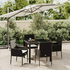 vidaXL 3 Piece Patio Dining Set with Cushions Black Poly Rattan - 18.9 x 21.7 x 34.6