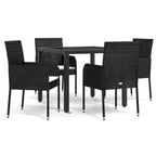 vidaXL 3 Piece Patio Dining Set with Cushions Black Poly Rattan - 18.9 x 21.7 x 34.6