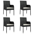 vidaXL 3 Piece Patio Dining Set with Cushions Black Poly Rattan - 18.9 x 21.7 x 34.6