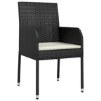 vidaXL 3 Piece Patio Dining Set with Cushions Black Poly Rattan - 18.9 x 21.7 x 34.6