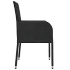 vidaXL 3 Piece Patio Dining Set with Cushions Black Poly Rattan - 18.9 x 21.7 x 34.6
