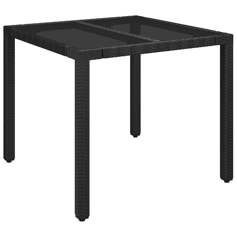 vidaXL 3 Piece Patio Dining Set with Cushions Black Poly Rattan - 18.9 x 21.7 x 34.6