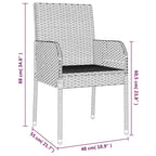 vidaXL 3 Piece Patio Dining Set with Cushions Black Poly Rattan - 18.9 x 21.7 x 34.6