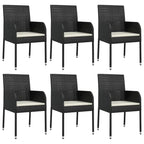 vidaXL 3 Piece Patio Dining Set with Cushions Black Poly Rattan - 18.9 x 21.7 x 34.6