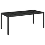 vidaXL 3 Piece Patio Dining Set with Cushions Black Poly Rattan - 18.9 x 21.7 x 34.6