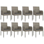 vidaXL 3 Piece Patio Dining Set with Cushions Black Poly Rattan - 18.9 x 21.7 x 34.6