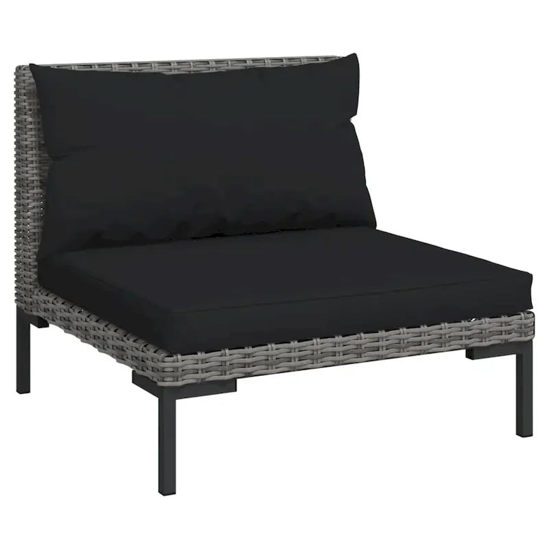vidaXL Patio Lounge Set Outdoor Sectional Corner Sofa Poly Rattan Dark Grey - 27.6 x 27.6 x 24