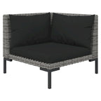 vidaXL Patio Lounge Set Outdoor Sectional Corner Sofa Poly Rattan Dark Grey - 27.6 x 27.6 x 24