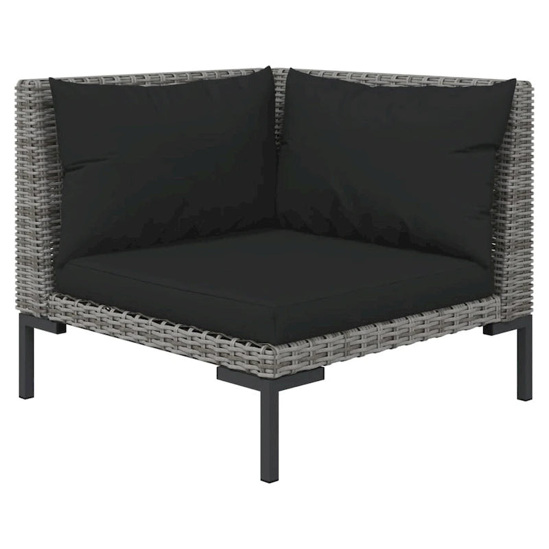 vidaXL Patio Lounge Set Outdoor Sectional Corner Sofa Poly Rattan Dark Grey - 27.6 x 27.6 x 24