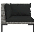 vidaXL Patio Lounge Set Outdoor Sectional Corner Sofa Poly Rattan Dark Grey - 27.6 x 27.6 x 24