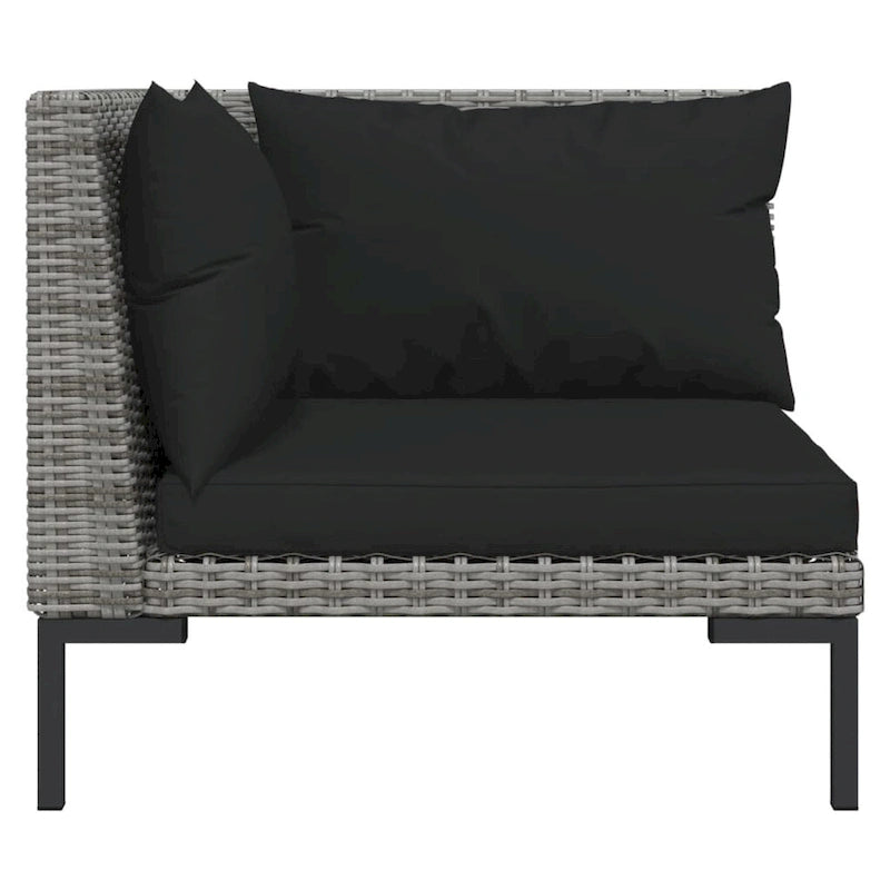 vidaXL Patio Lounge Set Outdoor Sectional Corner Sofa Poly Rattan Dark Grey - 27.6 x 27.6 x 24